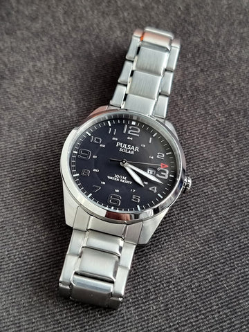 Pulsar Solor Operated Black Dial 39mm Quartz Watch